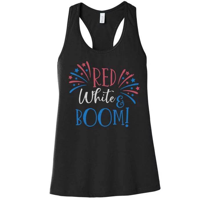 Red White And Boom 4th Of July Women's Racerback Tank