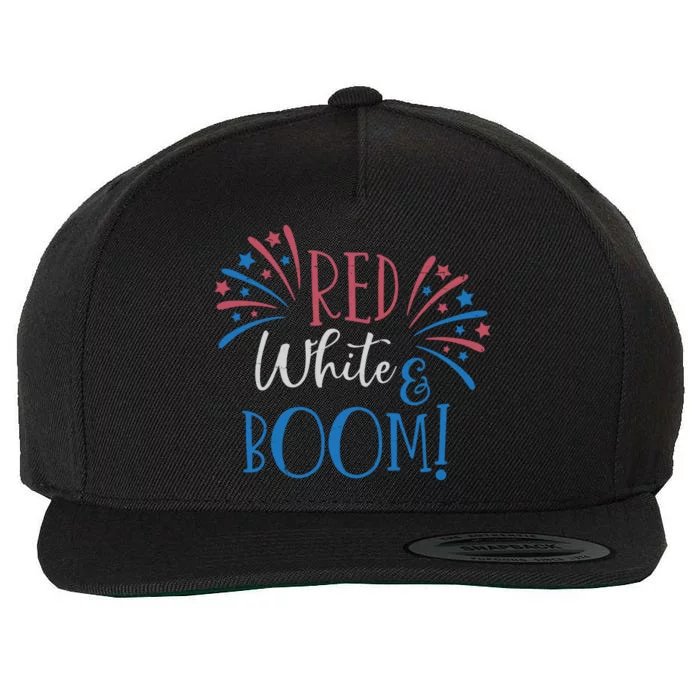 Red White And Boom 4th Of July Wool Snapback Cap