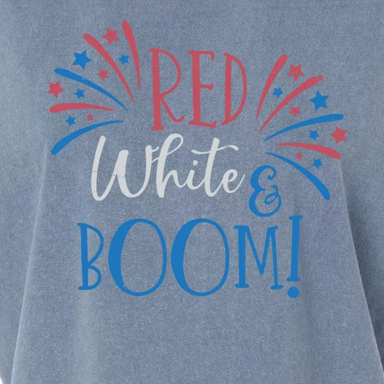 Red White And Boom 4th Of July Garment-Dyed Women's Muscle Tee