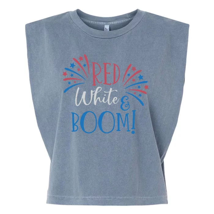 Red White And Boom 4th Of July Garment-Dyed Women's Muscle Tee