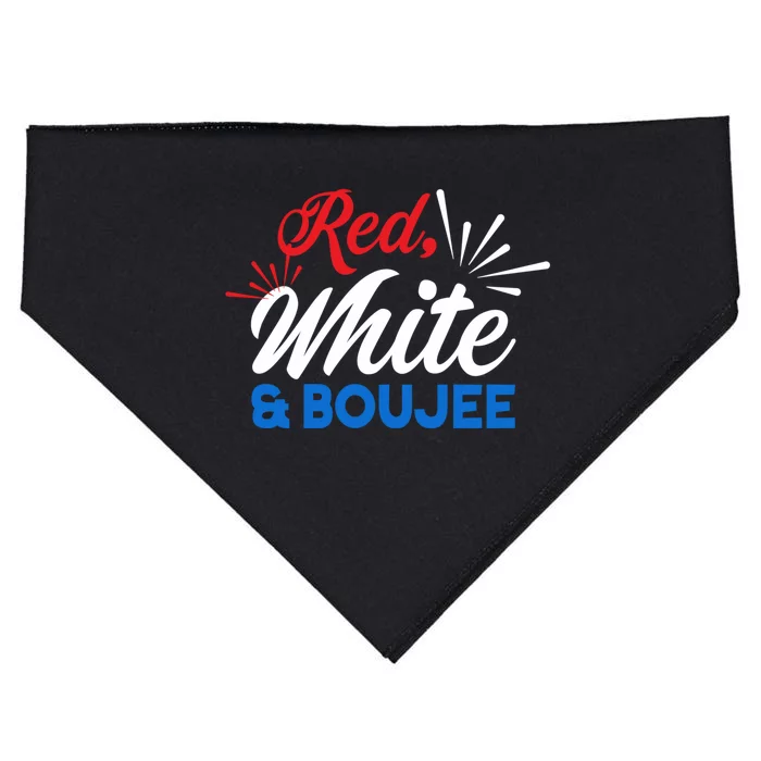 Red White And Boujee American Flag Colors Cool Gift USA-Made Doggie Bandana