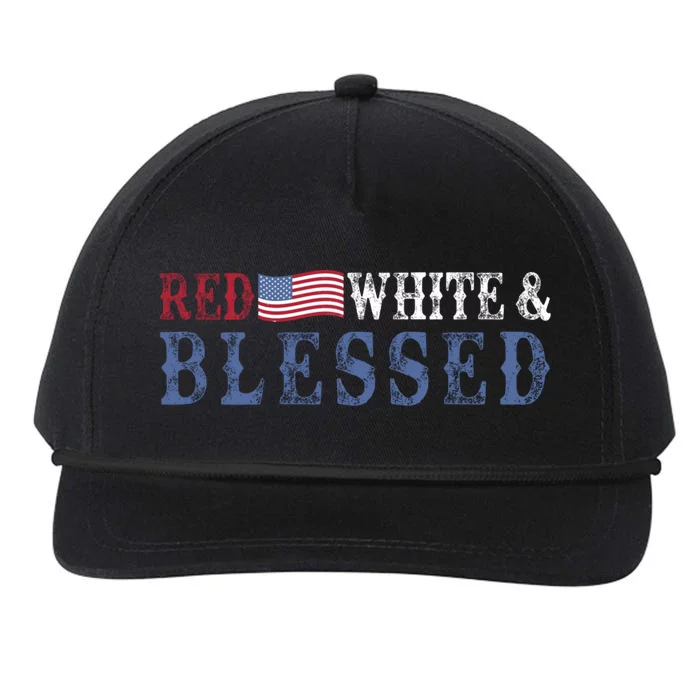 Red White And Blessed American Flag Gift Snapback Five-Panel Rope Hat