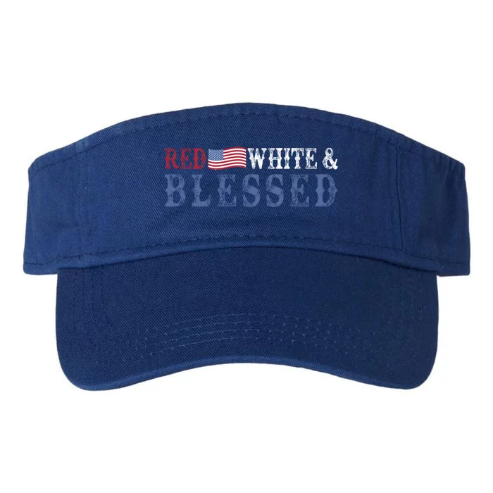 Red White And Blessed American Flag Gift Valucap Bio-Washed Visor