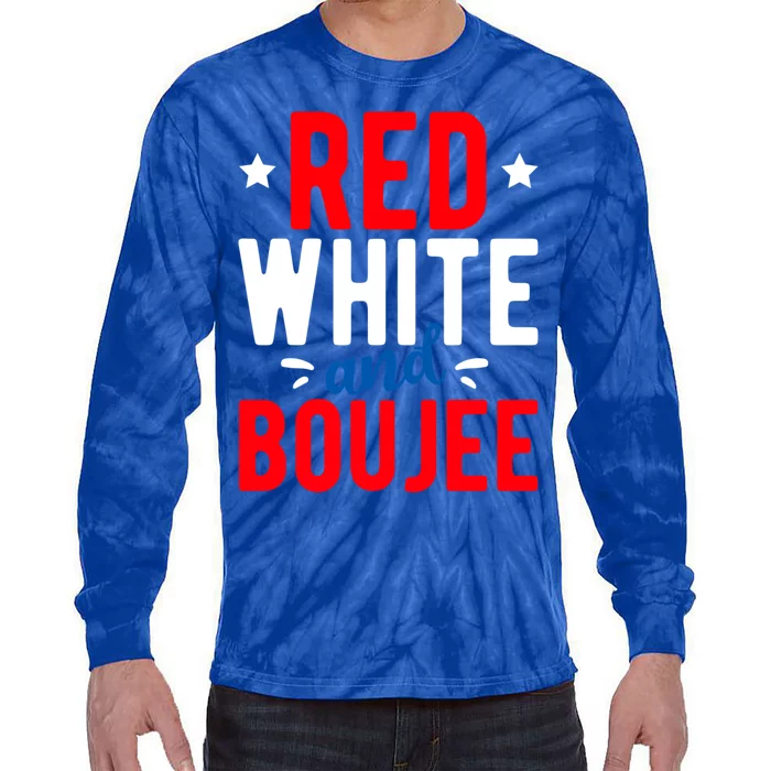 Red White And Boujee Gift American Day Red White Blue Gift Tie-Dye Long Sleeve Shirt