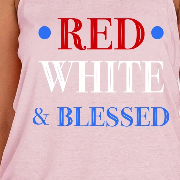 Red White And Blessed Great Funny Gift Patriotic 4th Of July Gift Women's Knotted Racerback Tank