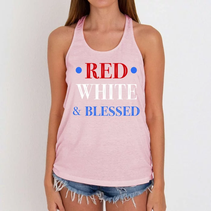 Red White And Blessed Great Funny Gift Patriotic 4th Of July Gift Women's Knotted Racerback Tank