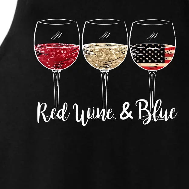 Red Wine And Blue Funny 4th Of July Drinking Wine Lover Ladies Tri-Blend Wicking Tank