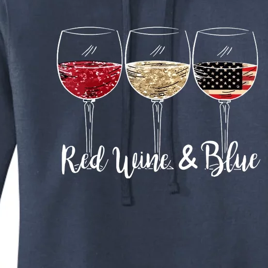 Red Wine And Blue Funny 4th Of July Drinking Wine Lover Women's Pullover Hoodie