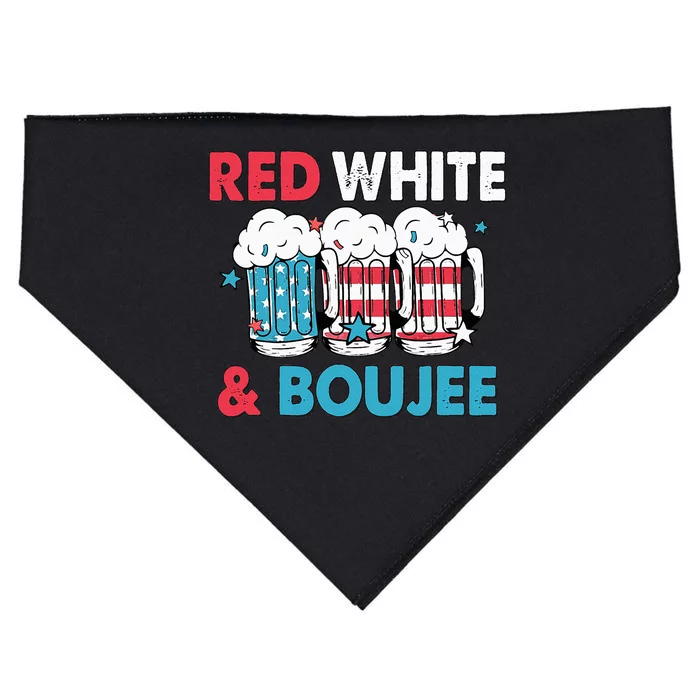 Red White And Boujee Retro 4th Of July Drinking USA-Made Doggie Bandana