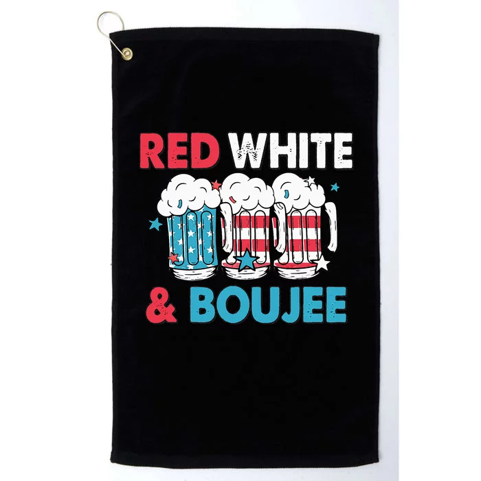 Red White And Boujee Retro 4th Of July Drinking Platinum Collection Golf Towel