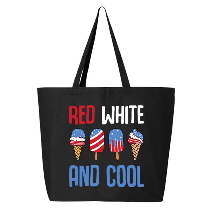 Red White And Cool Patriotic Ice Cream Popsicle 4th of July 25L Jumbo Tote