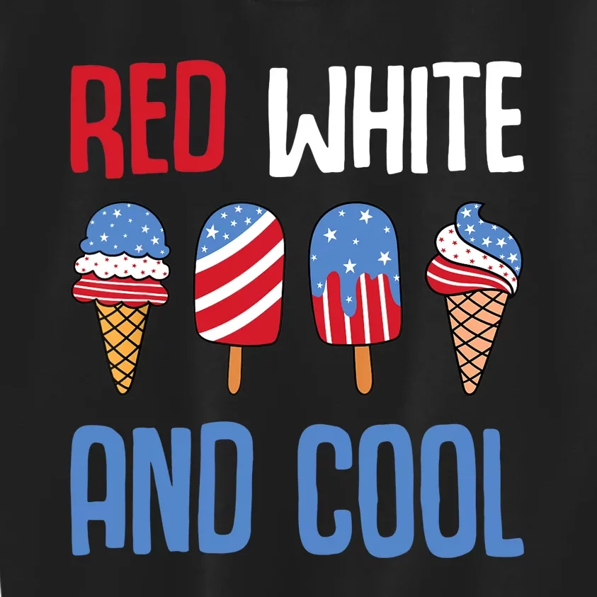 Red White And Cool Patriotic Ice Cream Popsicle 4th of July Kids Sweatshirt