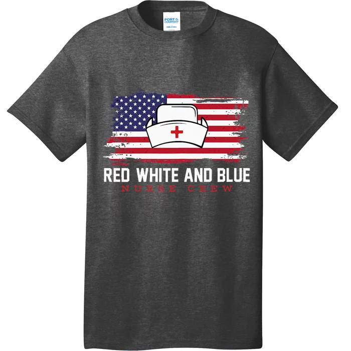 Red White And Blue 4th Of July Vintage Usa Flag Nurse Crew T-Shirt