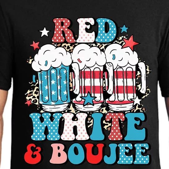 Red White And Boujee Retro 4th Of July Drinking Pajama Set