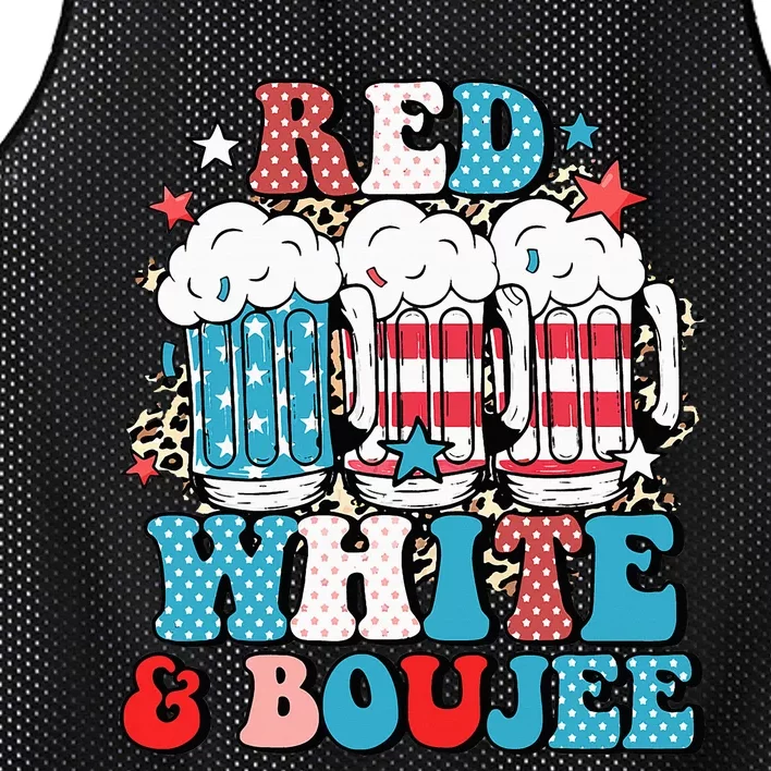 Red White And Boujee Retro 4th Of July Drinking Mesh Reversible Basketball Jersey Tank