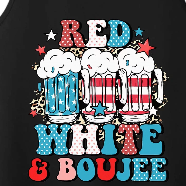 Red White And Boujee Retro 4th Of July Drinking Performance Tank