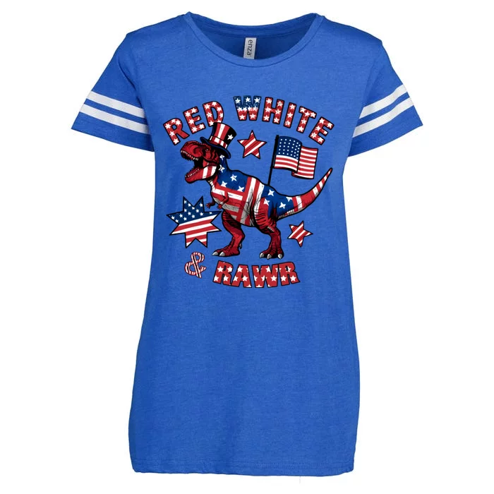 Red White And Rawr America Patriotic Enza Ladies Jersey Football T-Shirt