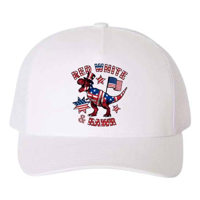 Red White And Rawr America Patriotic Yupoong Adult 5-Panel Trucker Hat