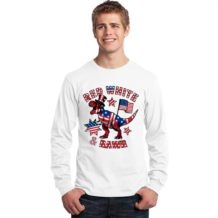 Red White And Rawr America Patriotic Tall Long Sleeve T-Shirt