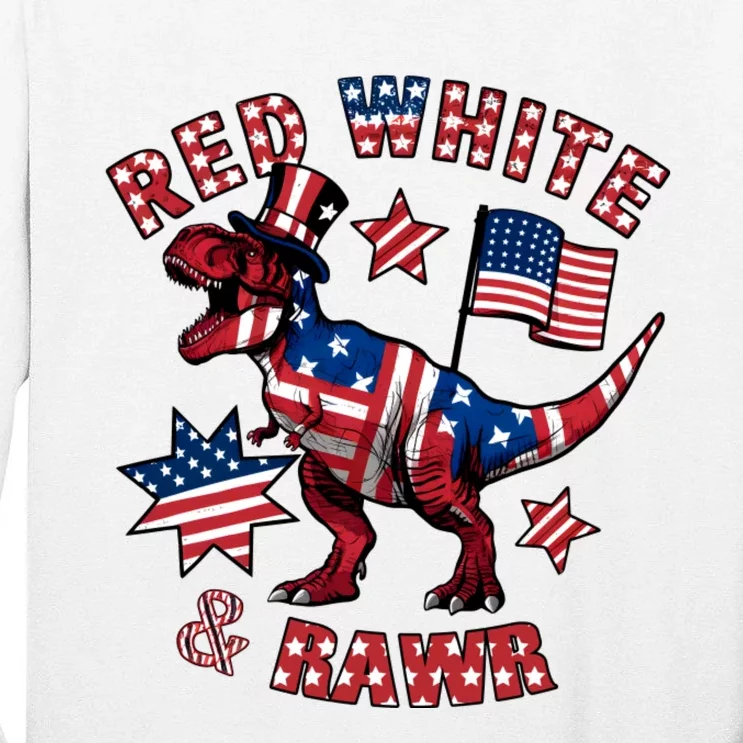 Red White And Rawr America Patriotic Tall Long Sleeve T-Shirt