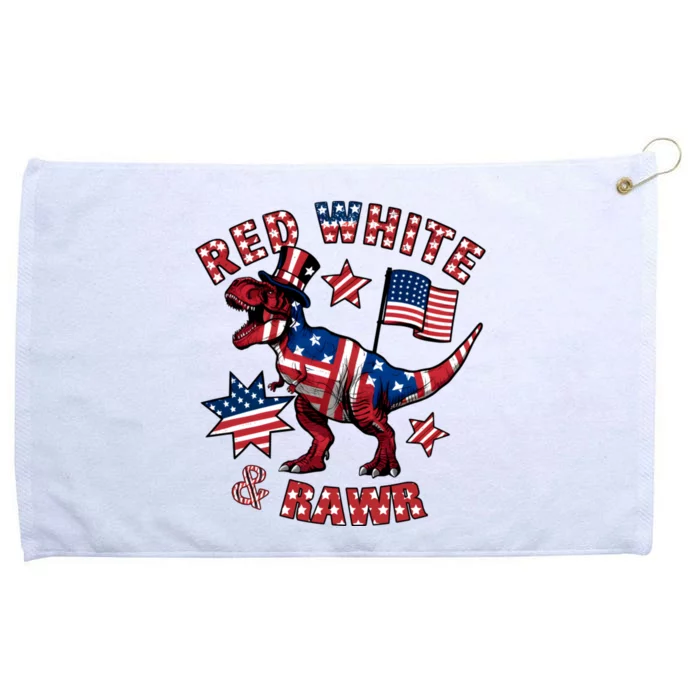 Red White And Rawr America Patriotic Grommeted Golf Towel