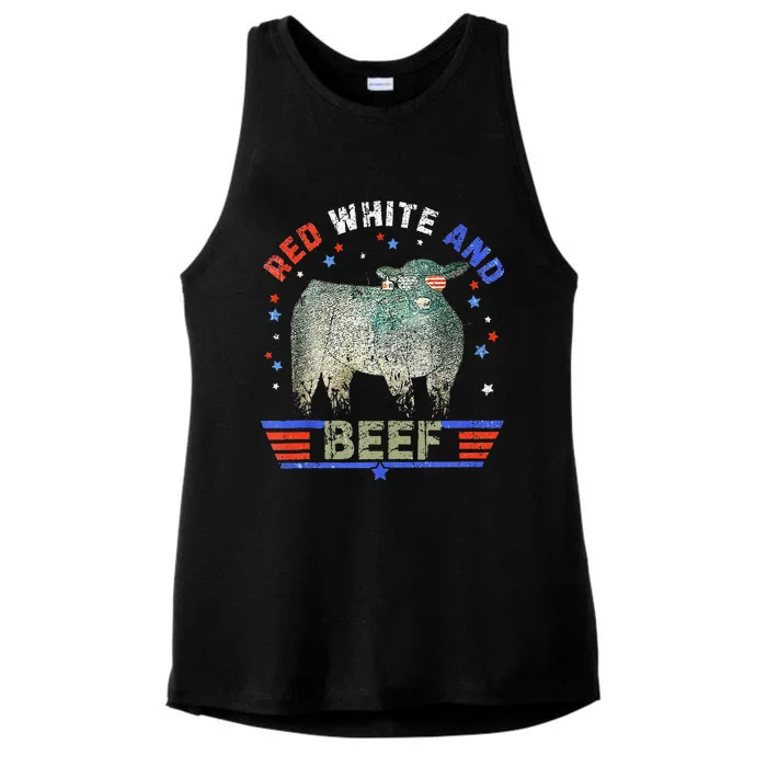 Red White And Beef Ladies Tri-Blend Wicking Tank