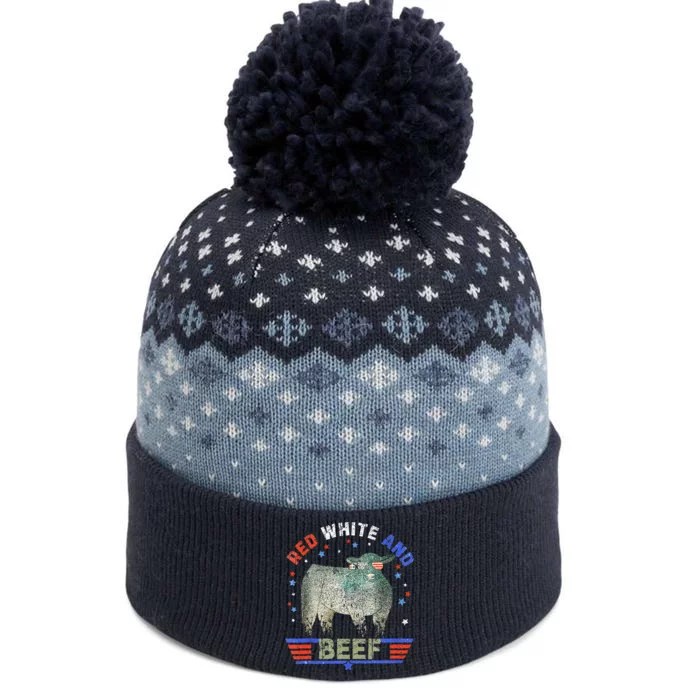 Red White And Beef The Baniff Cuffed Pom Beanie