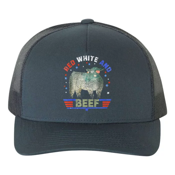 Red White And Beef Yupoong Adult 5-Panel Trucker Hat