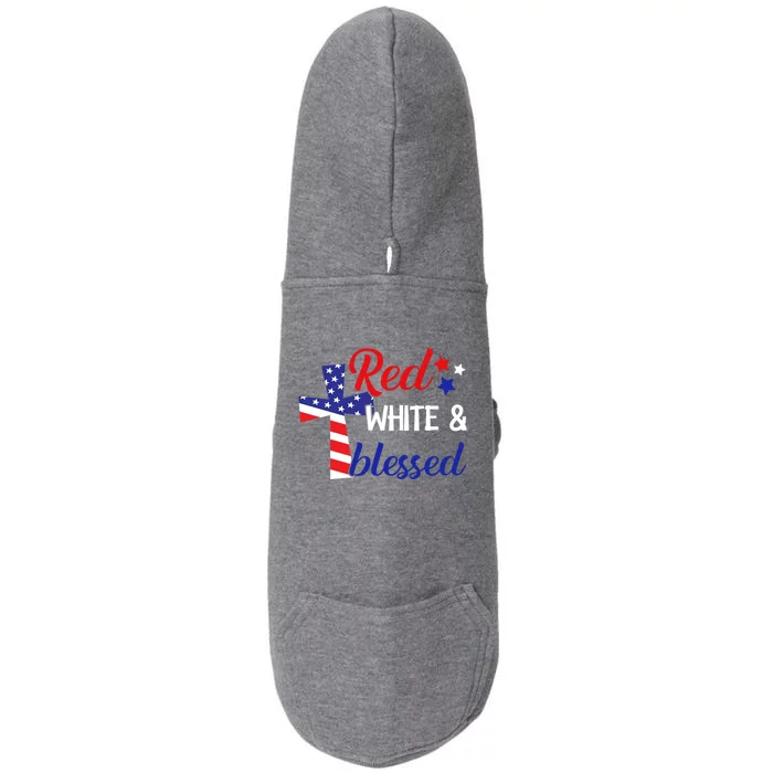 Red White And Blessed Gift 4th Of July Cute Patriotic Americ Gift Doggie 3-End Fleece Hoodie