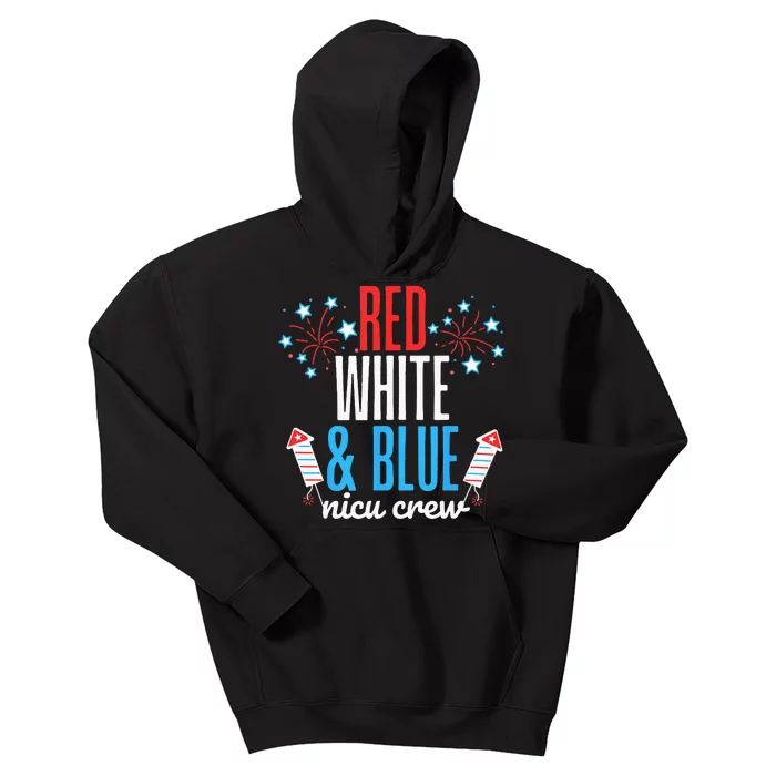 Red White And Blue Nicu Crew 4th Of July Neonatal Nurse Kids Hoodie