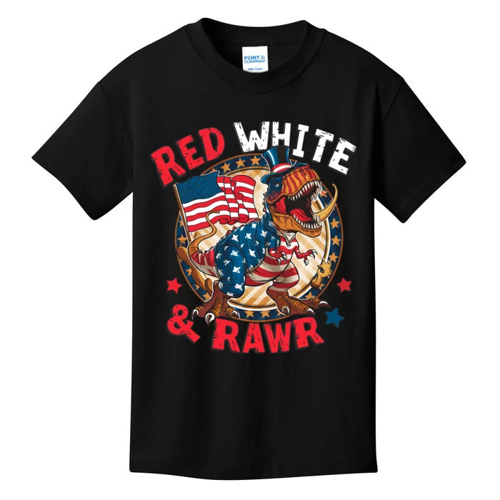 Red White And Rawr Independence Day Kids T-Shirt