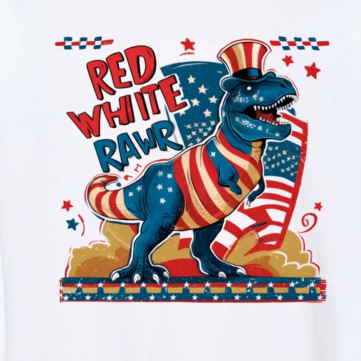 Red White And Rawr Patriotic Dinosaur Garment-Dyed Sweatshirt