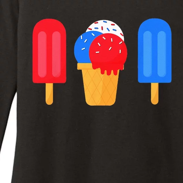 Red White And Blue For  4th Of July Ice Cream Womens CVC Long Sleeve Shirt