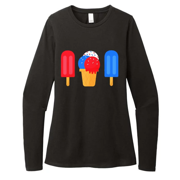 Red White And Blue For  4th Of July Ice Cream Womens CVC Long Sleeve Shirt