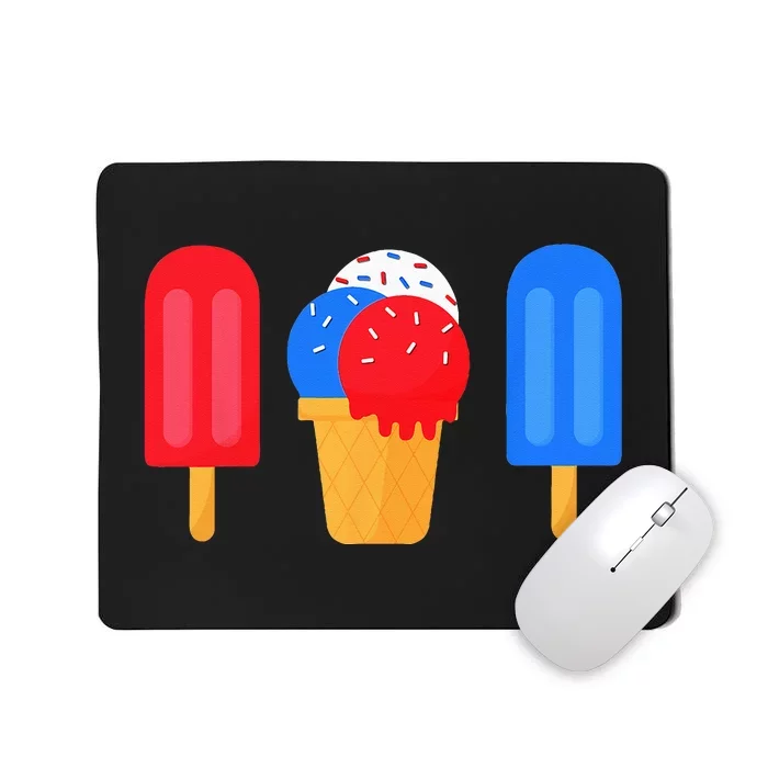 Red White And Blue For  4th Of July Ice Cream Mousepad