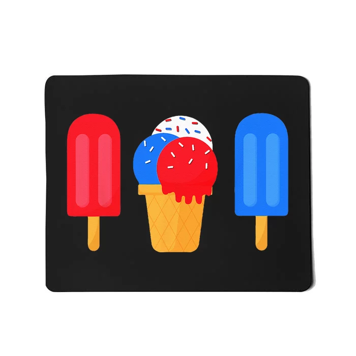 Red White And Blue For  4th Of July Ice Cream Mousepad