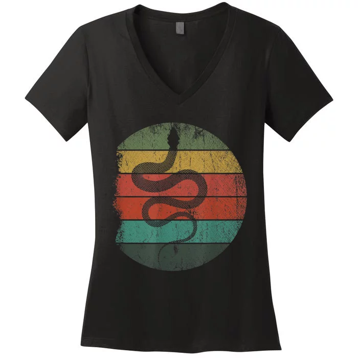 Retro Wild Animal Rainforest Zoo Keeper Pet Gift Snake Women's V-Neck T-Shirt