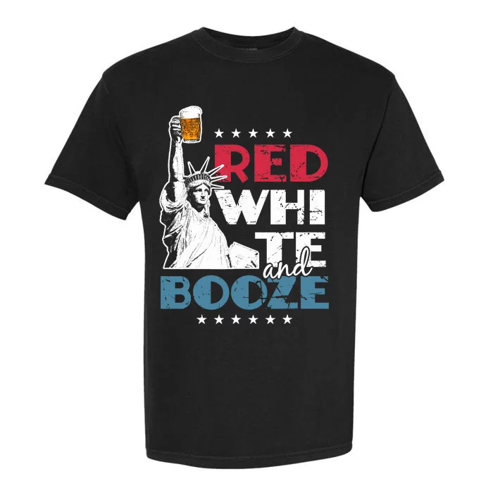 Red White and Booze 4th of July Garment-Dyed Heavyweight T-Shirt