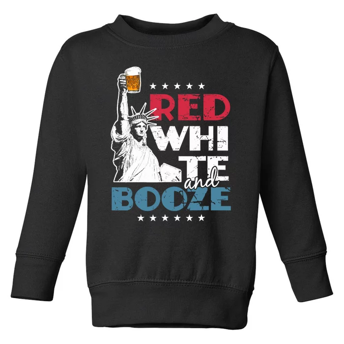 Red White and Booze 4th of July Toddler Sweatshirt