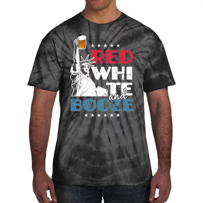 Red White and Booze 4th of July Tie-Dye T-Shirt