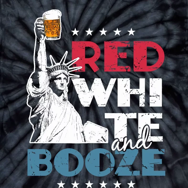 Red White and Booze 4th of July Tie-Dye T-Shirt