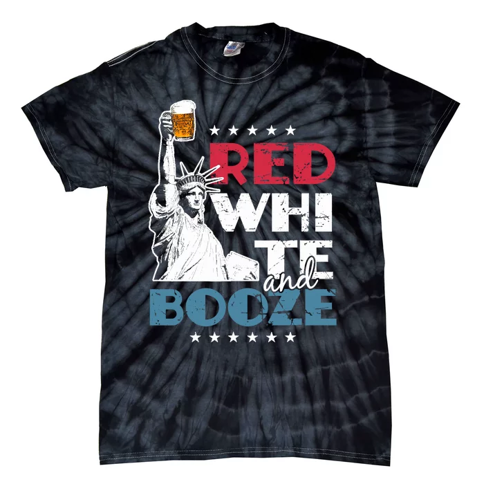 Red White and Booze 4th of July Tie-Dye T-Shirt