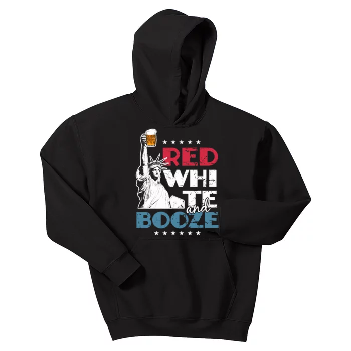 Red White and Booze 4th of July Kids Hoodie