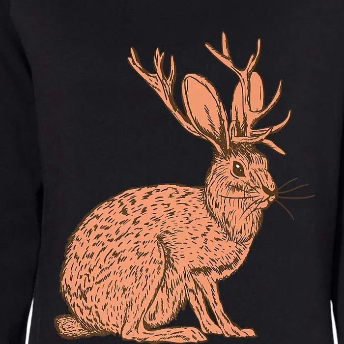 Retro Wild Animal Jackrabbit With Antelope Horns Jackalope Womens California Wash Sweatshirt