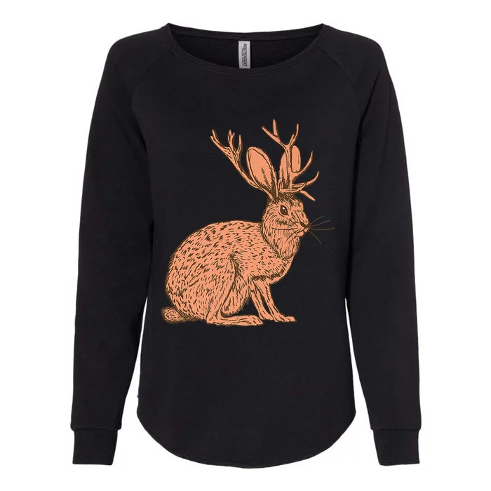 Retro Wild Animal Jackrabbit With Antelope Horns Jackalope Womens California Wash Sweatshirt