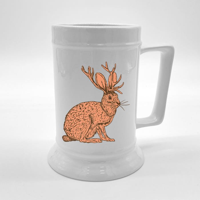 Retro Wild Animal Jackrabbit With Antelope Horns Jackalope Front & Back Beer Stein