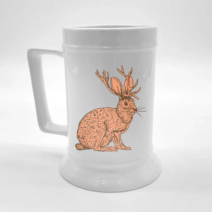 Retro Wild Animal Jackrabbit With Antelope Horns Jackalope Front & Back Beer Stein