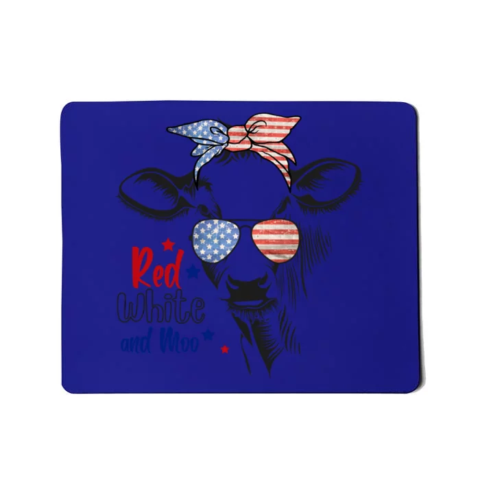 Red White And Moo Patriotic Cow Bandana 4th Of July Usa Flag Gift Mousepad