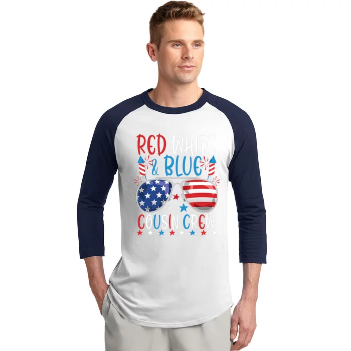 Red White And Blue Cousin Crew 4th Of July American Flag Baseball Sleeve Shirt