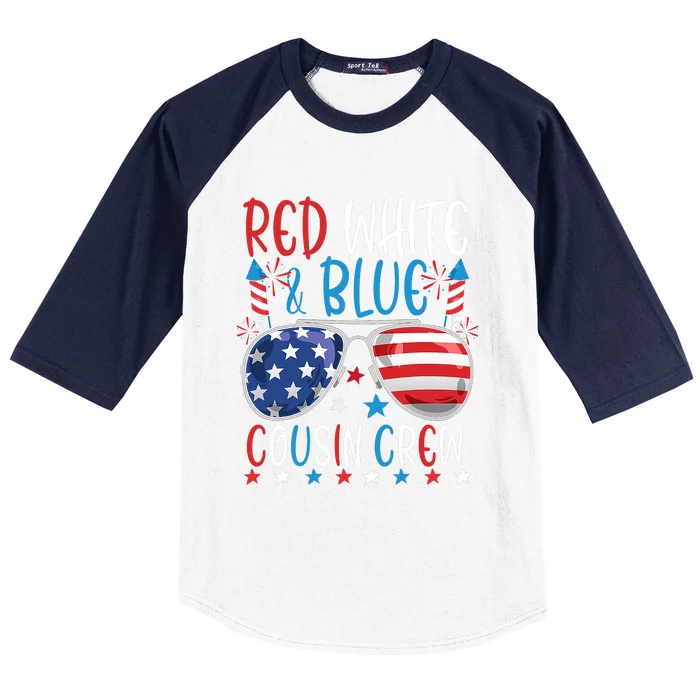 Red White And Blue Cousin Crew 4th Of July American Flag Baseball Sleeve Shirt